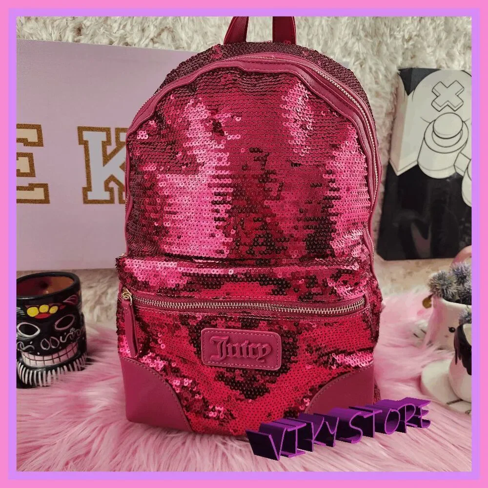 💕 NWT Juicy Couture Pink Sequin All Over Bling Backpack 💕